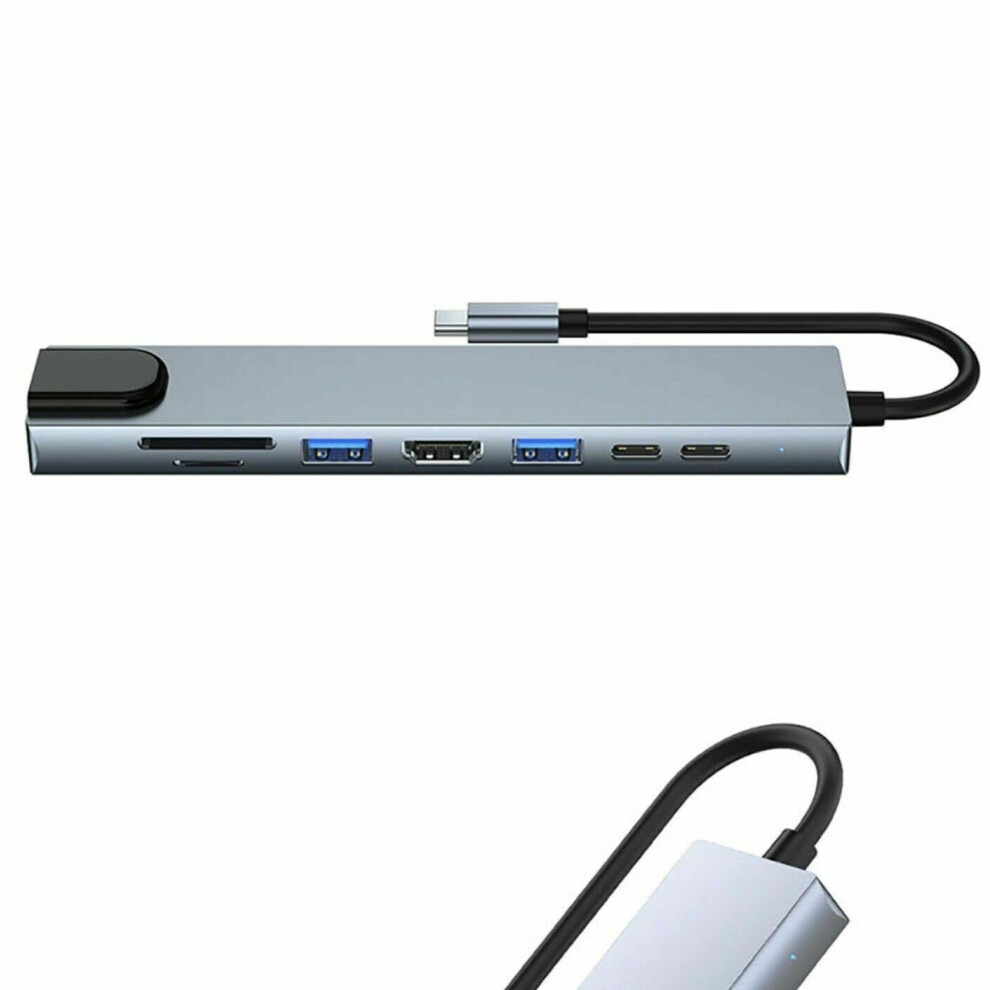 Chronus Usb C Hub 8 In 1 Multiport Type With 4K Hdmi Port, Ethernet 1000Mbps Rj45, Usb-C Power Delivery, Tf/Card Reader, Compatible For Pc 6976919894983