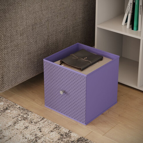 URBN Living (1, Lilac) Foldable Woven Fabric Storage Cube Box Drawer Insert Basket with Handle 2