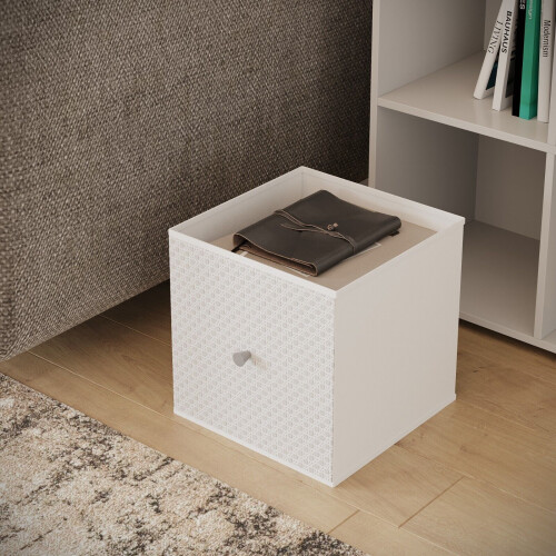 URBN Living (1, White) Foldable Woven Fabric Storage Cube Box Drawer Insert Basket with Handle 2