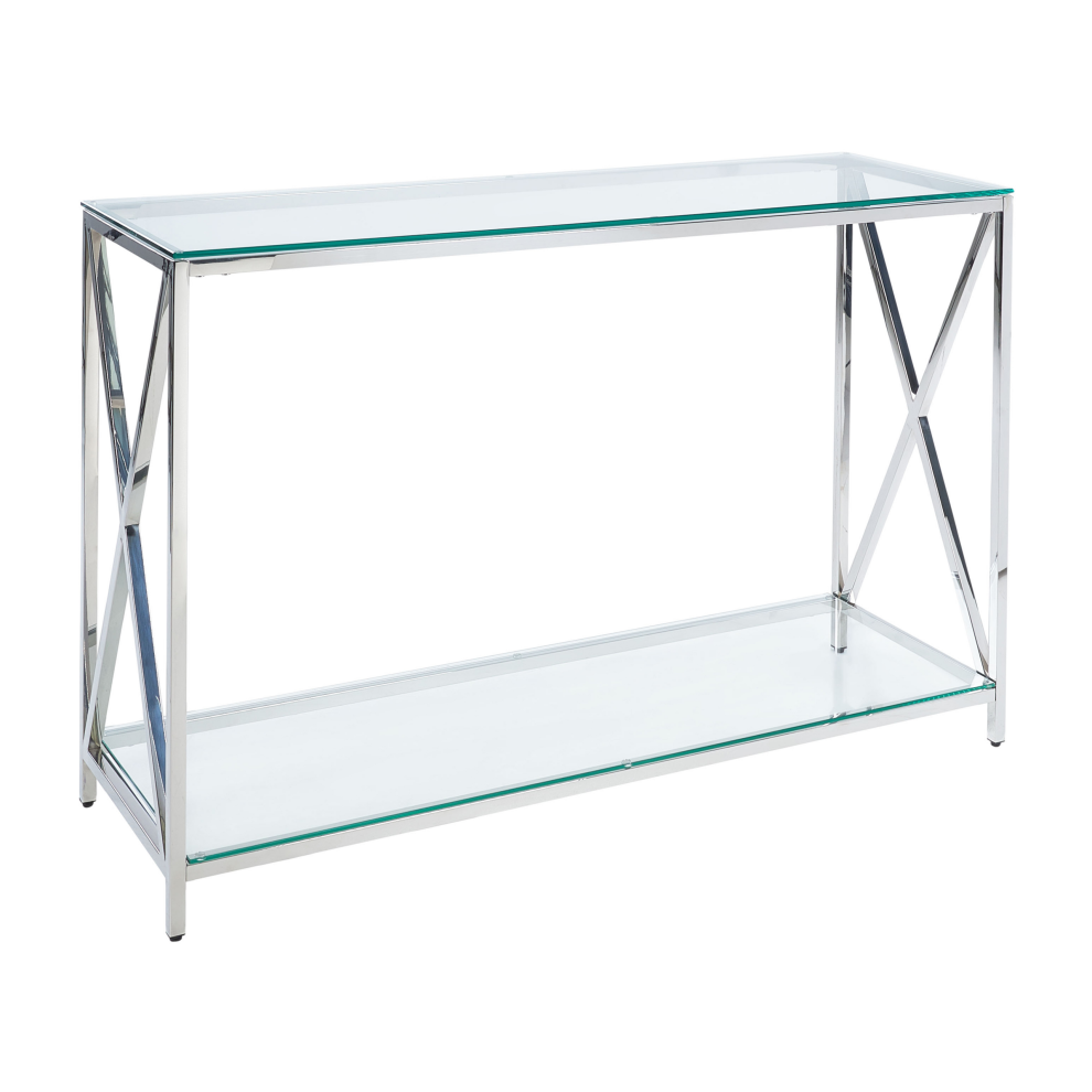 Console Table AUDET Tempered Glass Silver