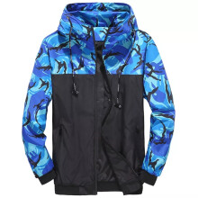 (Blue, Tag Size 2XL=UK SIZE XL) Mens Camo Windproof Waterproof Coat Hooded Zipper Jacket Outwear Plus Size M-6XL