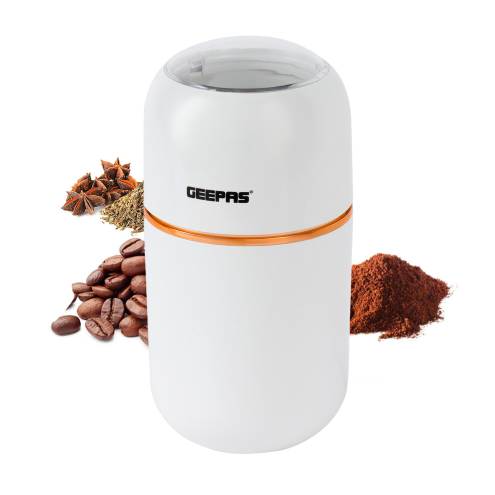 (White) Geepas Electric 80g Coffee Spice Herb Grinder