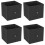 URBN Living (4, Black) Foldable Woven Fabric Storage Cube Box Drawer Insert Basket with Handle 1