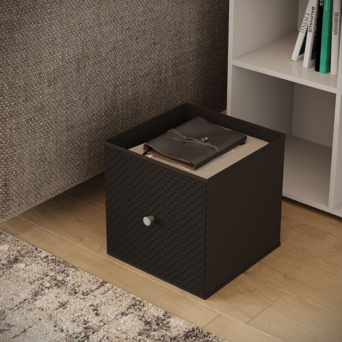 URBN Living (4, Black) Foldable Woven Fabric Storage Cube Box Drawer Insert Basket with Handle 2