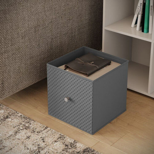 URBN Living (4, LIght Grey) Foldable Woven Fabric Storage Cube Box Drawer Insert Basket with Handle 2