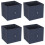 URBN Living (4, Navy Blue) Foldable Woven Fabric Storage Cube Box Drawer Insert Basket with Handle 1