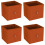 URBN Living (4, Orange) Foldable Woven Fabric Storage Cube Box Drawer Insert Basket with Handle 1