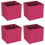 URBN Living (4, Fuschia) Foldable Woven Fabric Storage Cube Box Drawer Insert Basket with Handle 1
