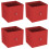 URBN Living (4, Red) Foldable Woven Fabric Storage Cube Box Drawer Insert Basket with Handle 1
