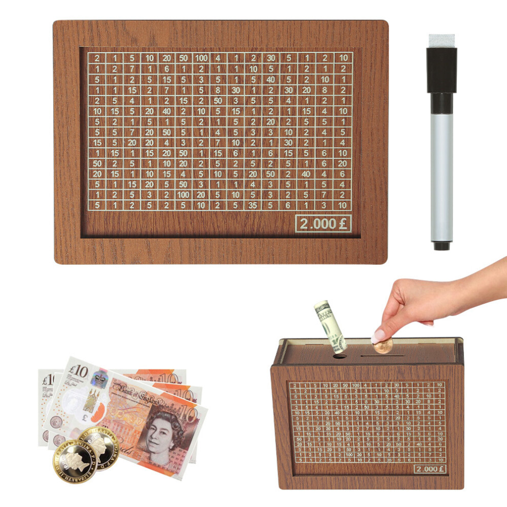 (For Â£2000) Wooden Money Box with Counter Cash Holdings Box