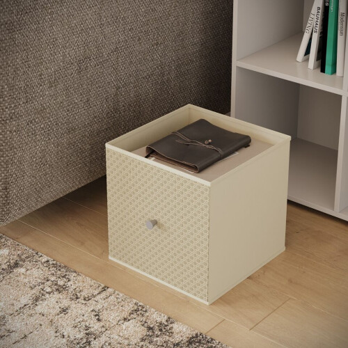URBN Living (4, Beige) Foldable Woven Fabric Storage Cube Box Drawer Insert Basket with Handle 2