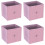URBN Living (4, Pastel Pink) Foldable Woven Fabric Storage Cube Box Drawer Insert Basket with Handle 1