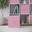 URBN Living (4, Pastel Pink) Foldable Woven Fabric Storage Cube Box Drawer Insert Basket with Handle 4