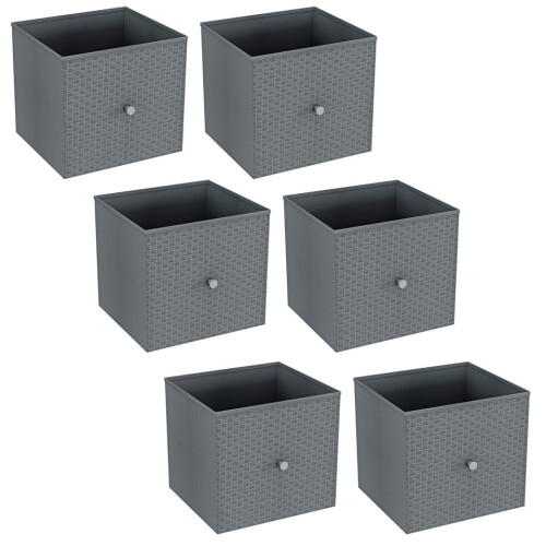 URBN Living (6, LIght Grey) Foldable Woven Fabric Storage Cube Box Drawer Insert Basket with Handle