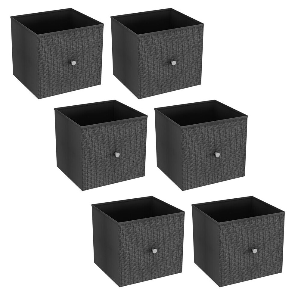 URBNLIVING Set of 1/4/6 Foldable 27cm Woven Fabric Storage Cube Box Drawer Insert Basket with Handle - Multi Colourful Collapsible Toy Arts & Crafts Bins, Durable and Lightweight for Home Office - Image 2