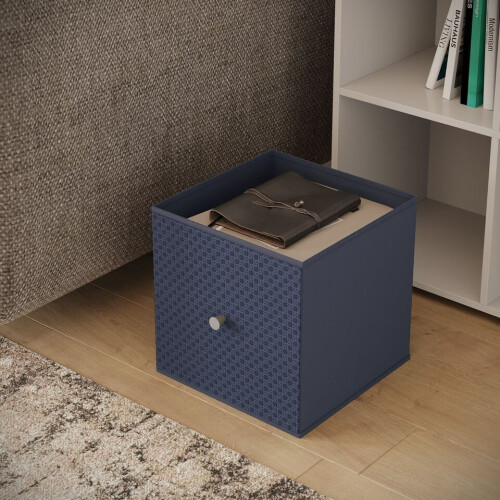 URBN Living (6, Navy Blue) Foldable Woven Fabric Storage Cube Box Drawer Insert Basket with Handle 2