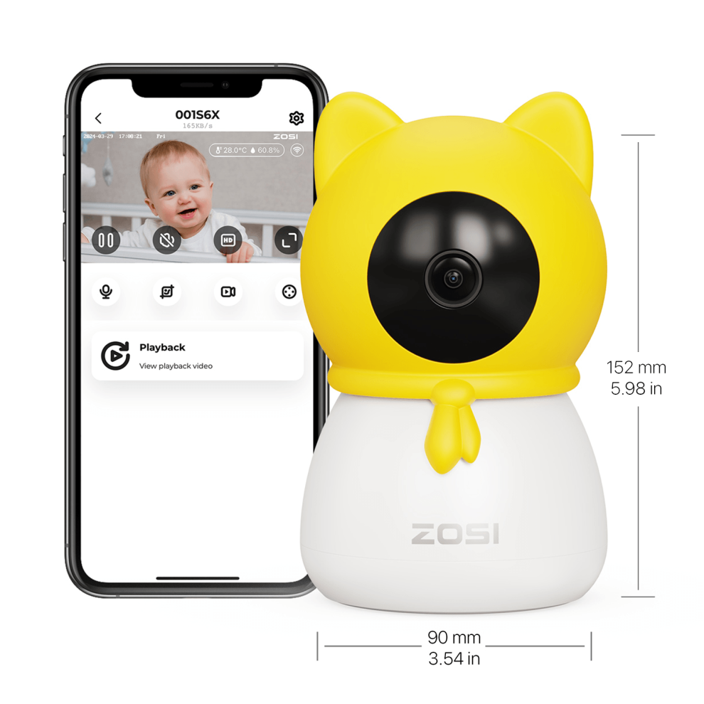 4MP WiFi Baby Monitor Indoor Camera With Crying Detection 2-Way Talk