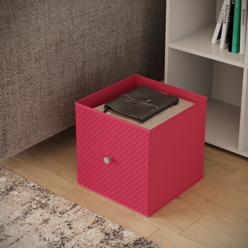 URBN Living (6, Fuschia) Foldable Woven Fabric Storage Cube Box Drawer Insert Basket with Handle 2