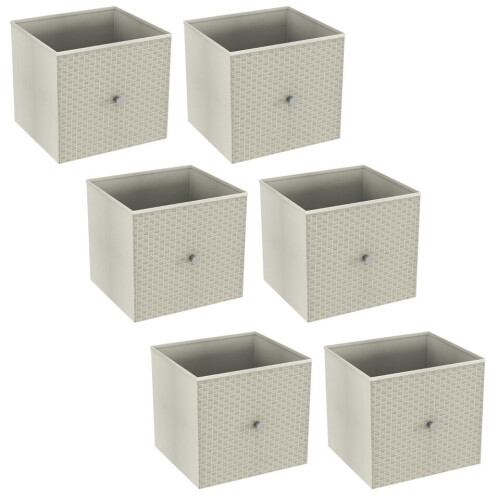 URBN Living (6, Beige) Foldable Woven Fabric Storage Cube Box Drawer Insert Basket with Handle