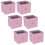 URBN Living (6, Pastel Pink) Foldable Woven Fabric Storage Cube Box Drawer Insert Basket with Handle 1