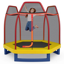 7FT Kids Trampoline with Enclosure Net - EN71 Certified Safe Outdoor Jumping Rebounder