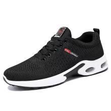(BLACK, UK 10) MENS SHOCK ABSORBING RUNNING TRAINERS CASUAL LACE GYM WALKING SPORTS SHOES