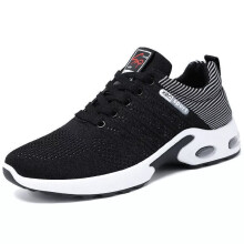 (BLACK WHITE, UK 6.5) MENS SHOCK ABSORBING RUNNING TRAINERS CASUAL LACE GYM WALKING SPORTS SHOES