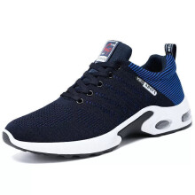 (BLACK BLUE, UK 10) MENS SHOCK ABSORBING RUNNING TRAINERS CASUAL LACE GYM WALKING SPORTS SHOES