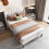 (Beige, 90*190cm) Upholstered bed, with Slatted Frame and Headboard 4