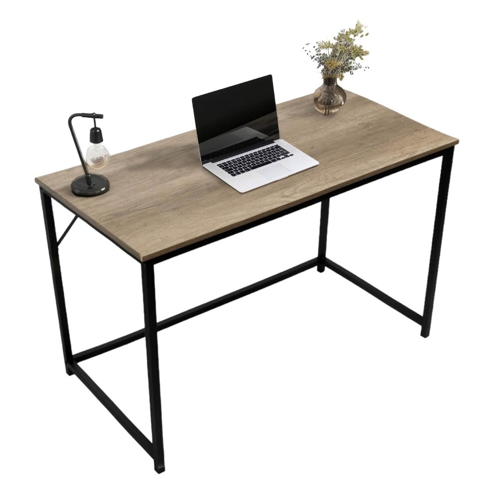 House Of Home Computer Desk Rustic Light Brown Desk Black Metal Frame For Office Black,Brown