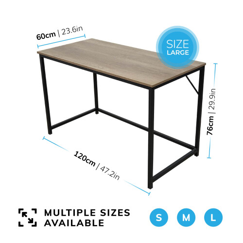House of Home Computer Desk Rustic Light Brown Top with Black Metal Frame 2