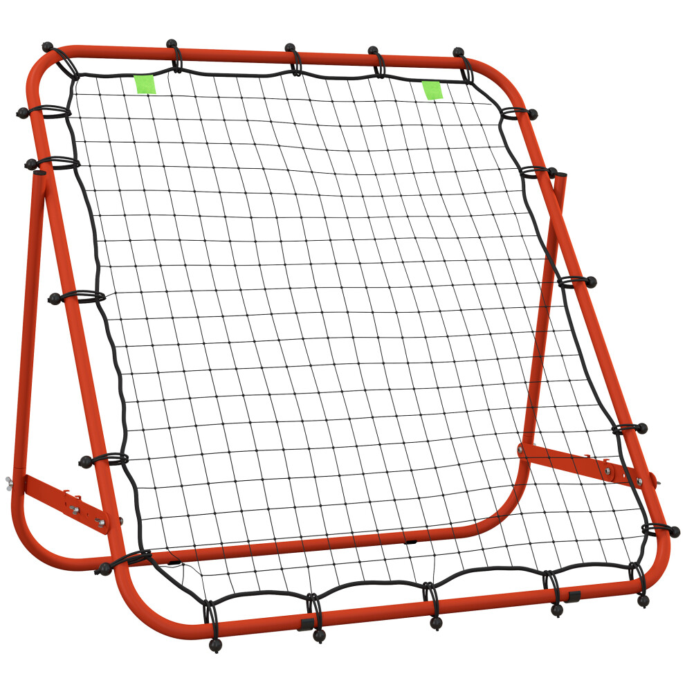 HOMCOM Rebounder Net Kids Adults Football Training Aid Adjustable Red