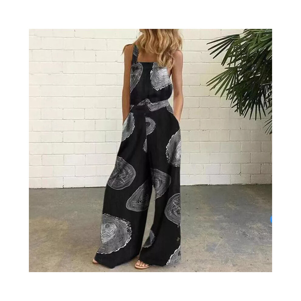 (Black A, XXL) Ladies One Piece Jumpsuit Square Neck Wide Leg Pants Women Sleeveless Beach-image-OPC-PF2X6GH-NEW