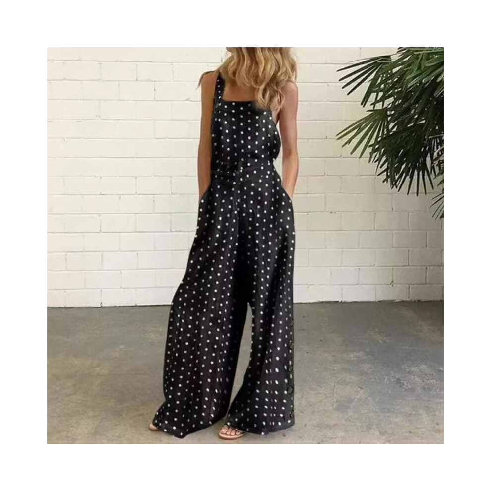 (Black Dots, 5XL) Ladies One Piece Jumpsuit Square Neck Wide Leg Pants Women Sleeveless Beach-image-OPC-PF2X6GM-NEW