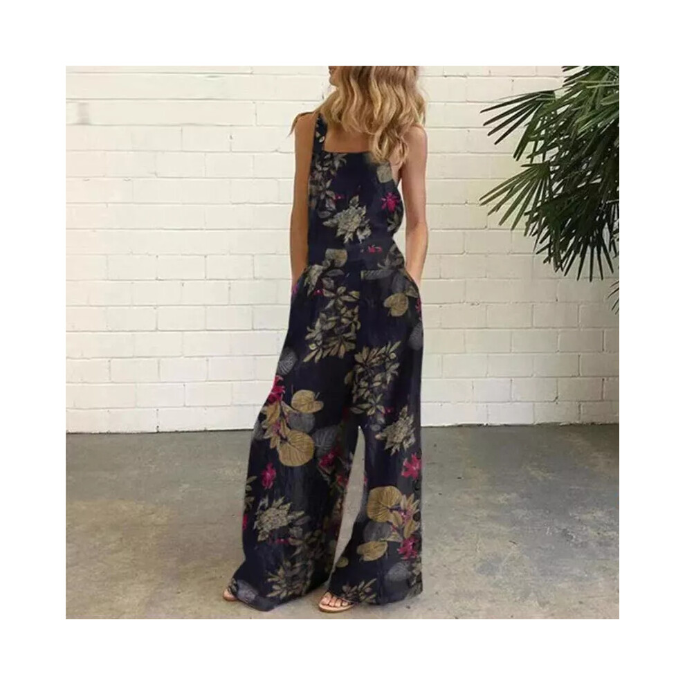 (Black Red, 3XL) Ladies One Piece Jumpsuit Square Neck Wide Leg Pants Women Sleeveless Beach-image-OPC-PF2X6GW-NEW