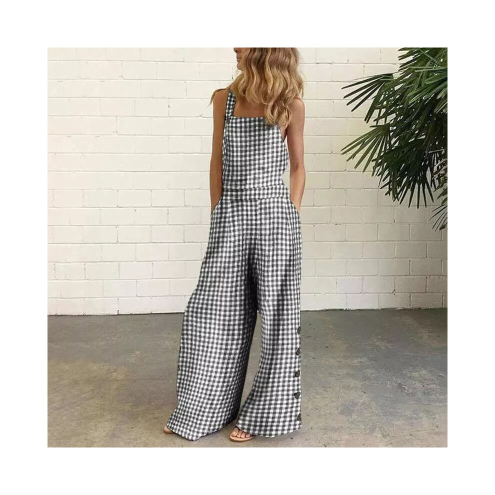 (Black, L) Ladies One Piece Jumpsuit Square Neck Wide Leg Pants Women Sleeveless Beach-image-OPC-PF2X6GT-NEW