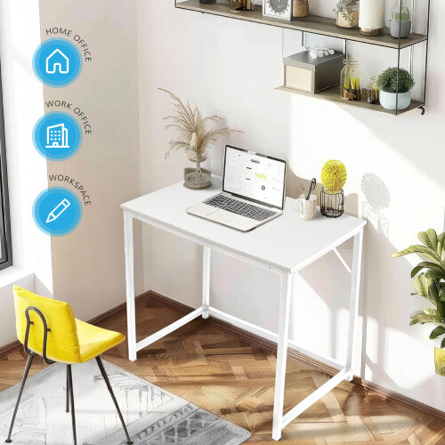 House of Home Computer Desk White Finish Sturdy Home Office Workstation 1