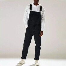 (42, Black) Mens Suspender Denim Bib Jeans Pants Dungarees Pocket Workwear Jumpsuit Overalls