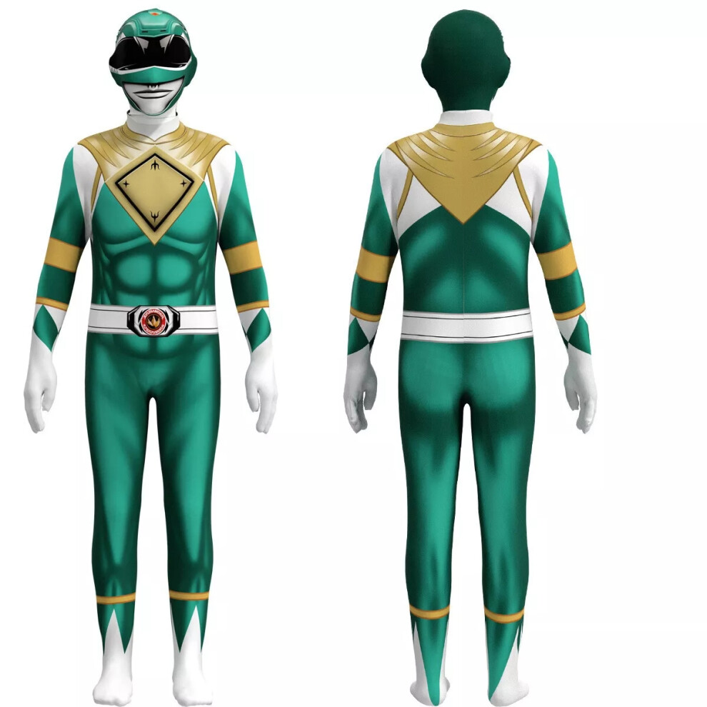 Photos - Fancy Dress  Adults Kids Power Ranger Jumpsuits Cosplay Party Costume Halloween (Green, 110CM)