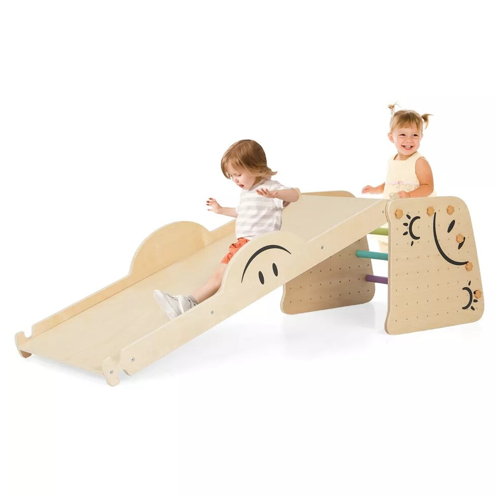 Indoor Kids Climbing Toys Wooden Climber Set w/ Reversible Ramp