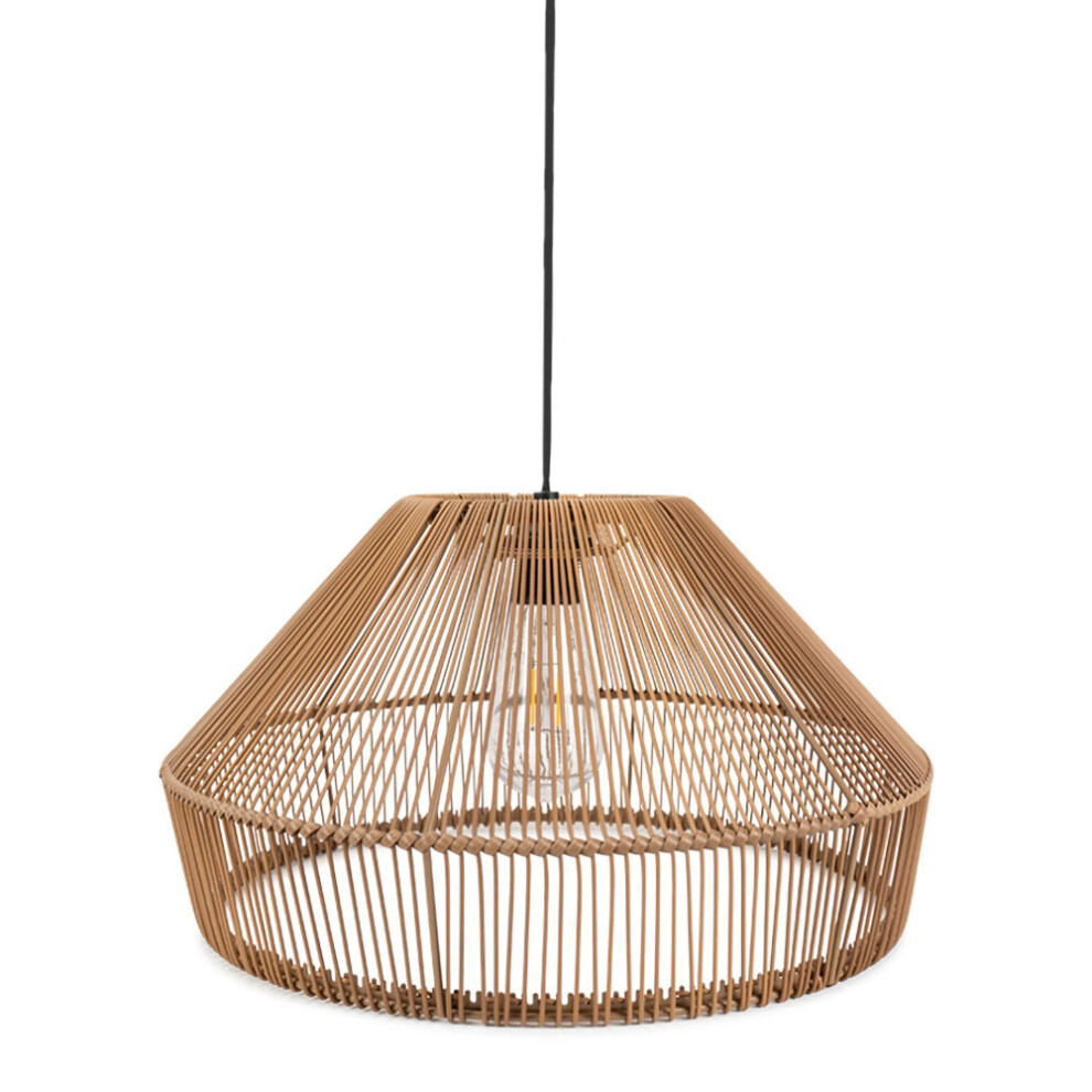Solar Powered Natural Rattan Pendant Hanging Light Pergola Lamp Outdoor