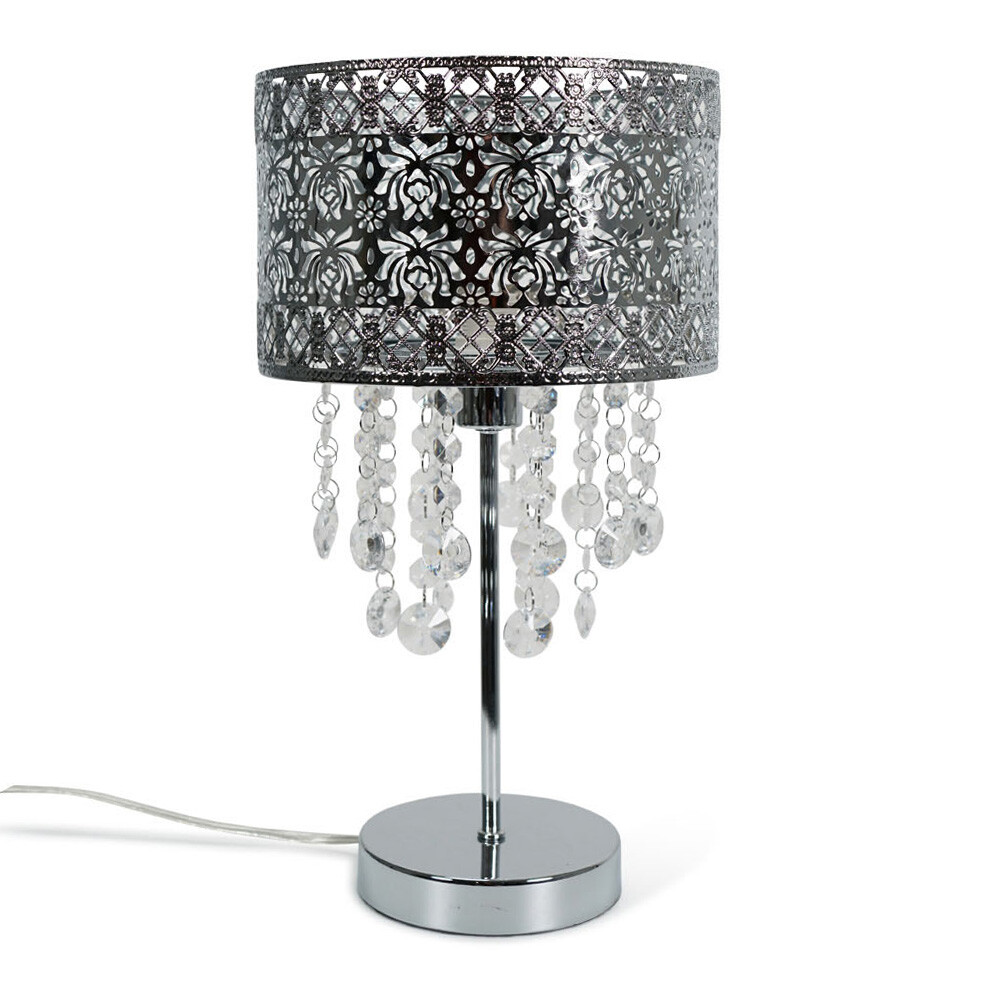 Enna Silver Moroccan Table Lamp With Acrylic Jewel Droplets