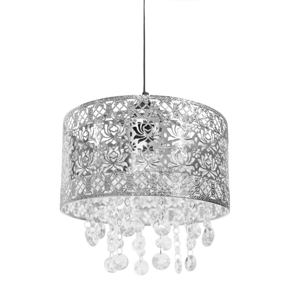 Enna Silver Easy Fit Moroccan Pendant Shade With Acrylic Jewel Droplets