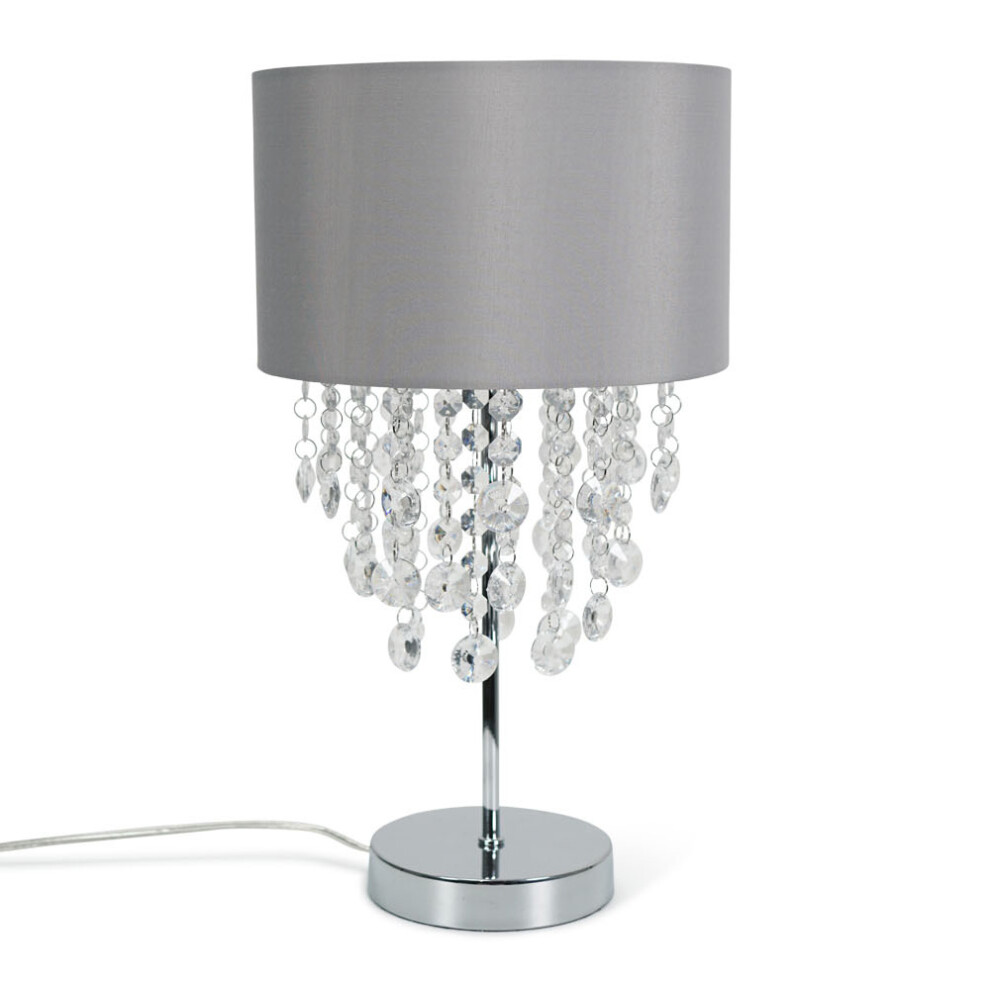 Lulu Grey Table Lamp With Acrylic Jewel Bead Droplets