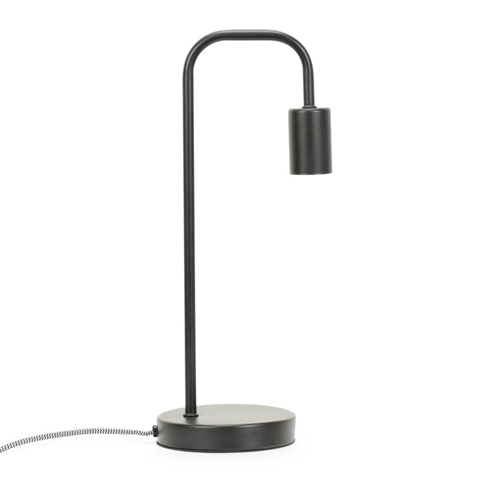 Bronx Black Table Lamp With Curved Metal Stem