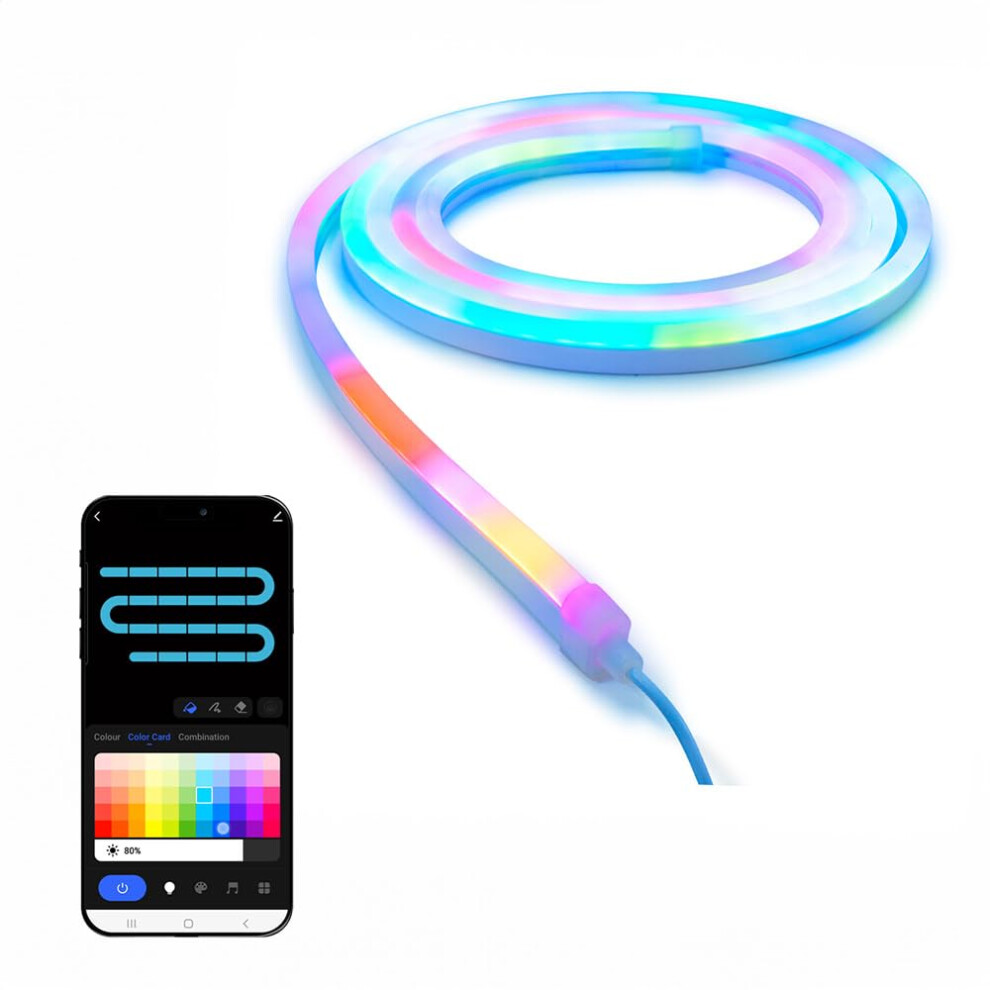 Smart 5m Neon Flexible Strip Rope Lights Colour Changing Music Sync App Control