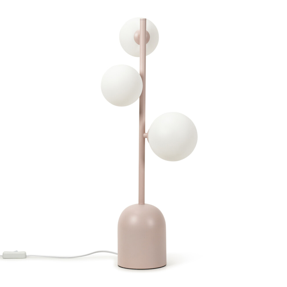 Marlow 3 Way Blush Pink Table Lamp With Glass Globes