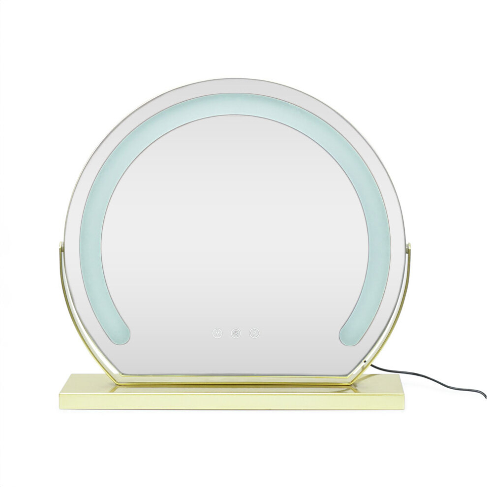 Large Gold Vanity Mirror Adjustable Dimmable Light Warm/Cool LED Light