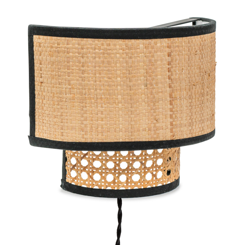 Plug In Easy Fit Natural Rattan Wall Light