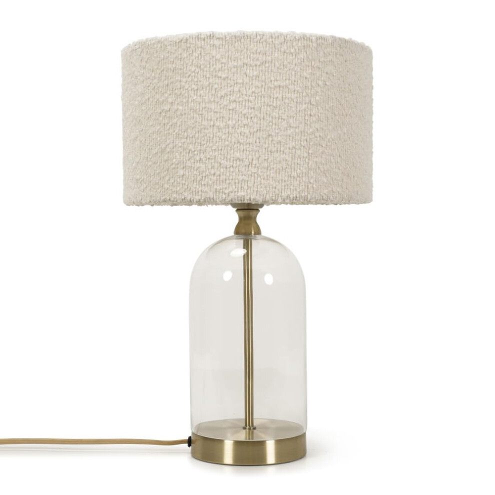 Jessy Gold Glass Table Lamp With Cream Boucle Shade